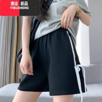 YIBUSHENG灰色蝴蝶结甜酷风运动短裤女季薄款松紧高腰显瘦百搭透气休闲裤