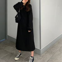 冬新款宽松显瘦舒适休闲oversize胖MM大码裙过膝长款卫衣女潮