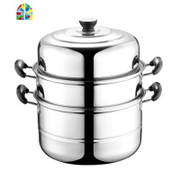 不锈钢蒸锅三层多1层加厚汤锅具蒸格蒸笼馒头3层二2层电磁炉家用 FENGHOU 28CM(三层加厚) .