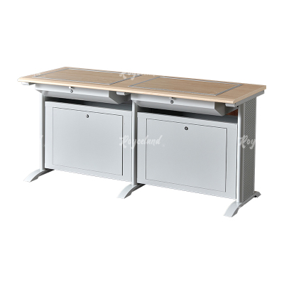 洛诗莲 (RoyceLand) 隐藏式翻转电脑桌培训桌教室机房多媒体学习桌办公桌A款双人位