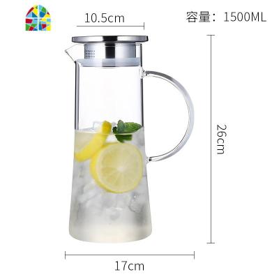 新款凉水壶玻璃耐热高温防爆家用大容量凉白开水杯茶壶套装冷水壶 FENGHOU 三角水壶大号1500ml