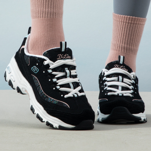 Skechers斯凯奇女鞋新款时尚提花撞色熊猫老爹鞋运动休闲鞋149060-BKLB ZP