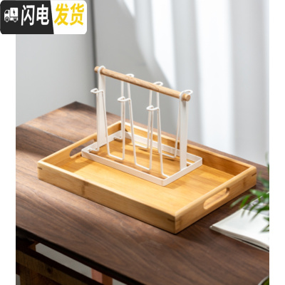 三维工匠冷水壶玻璃可高温家用茶壶套装大容量凉水壶水杯扎壶加厚白开水壶 大号托盘+白色铁艺杯架