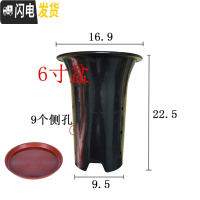 三维工匠园艺兰花盆塑料大中小号透气黑色带孔国兰君子兰墨兰花专用盆 6寸加红色托盘 同规格10个(送网套)花盆容器