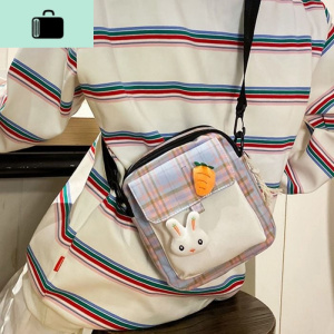 网红小包包新款格子帆布流行斜挎包女清新软妹单肩包时尚可爱女包NEW LAKE女士单肩包