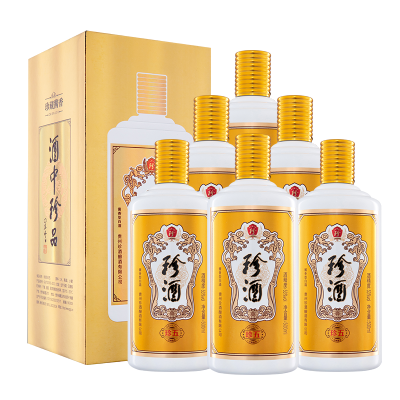 珍酒酒厂自营-珍五金装版贵州酱香型白酒53度礼品收藏礼盒装坤沙粮食酒金版珍五500ml*6