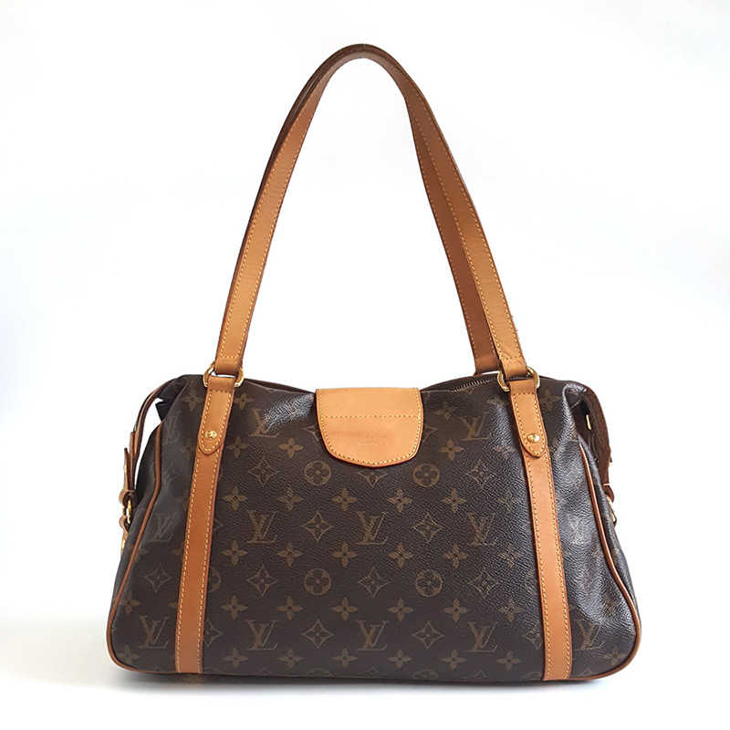 正品 lv路易威登 棕色老花stresa pm手提单肩包 lv路易威登老花手提包
