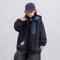 男童加厚外套新款儿童秋冬装加厚毛毛衣中大童羊羔绒连帽上衣