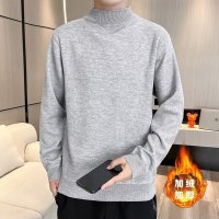 一体绒半高领毛衣男士针织衫纯色韩版潮流秋冬针织打底衫
