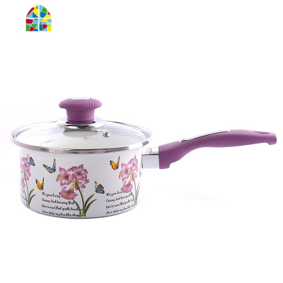 锅加厚韩式时尚奶锅单柄小汤锅电磁炉燃气锅18cm FENGHOU 拈花一笑18cm