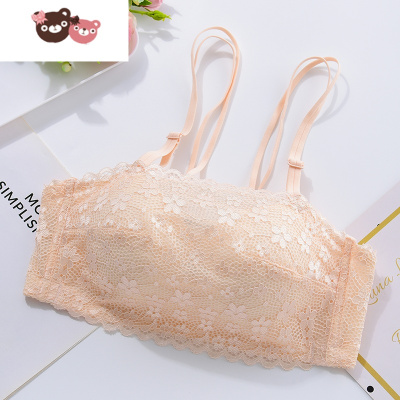 绿彩虹光超厚文胸美背聚拢加厚8CM无钢圈小胸性感裹胸抹胸防走光蕾丝内衣