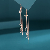 s925纯银镂空星星流苏耳线女气质韩版设计小众轻奢高级感耳坠耳饰送女朋友老婆情人节七夕生日礼物