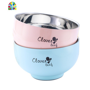 食品级不锈钢饭碗 单个家用日式餐具儿童碗大童防烫防摔套装可爱 FENGHOU 蓝11.5cm单碗