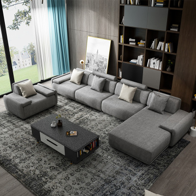 现代简约布艺沙发组合高档客厅大小户型整装大气可拆洗沙发U型