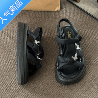 SUNTEK配裙子穿的凉鞋女夏季外穿2023新款仙女风厚底百搭时尚沙滩罗马鞋