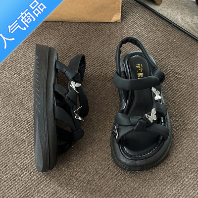 SUNTEK配裙子穿的凉鞋女夏季外穿2023新款仙女风厚底百搭时尚沙滩罗马鞋