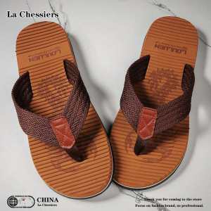 La Chessiers2024新款拖鞋男人字拖夏季韩版潮流个性时尚休闲外穿防滑学生凉拖鞋男 卡其色 41码