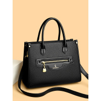 高级感撞色手提包新款复古纯色托特包简约单肩包大容量斜挎包