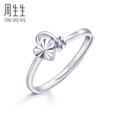 周生生(CHOWSANGSANG)Pt950铂金戒指开口白金戒指女37210R计价2.08克（工费300元）