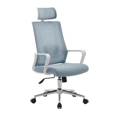 迅迈 天蓝色带头枕转椅 办公椅 会议椅 会客椅 培训椅 麻将椅 钢架椅网布舒适电脑椅