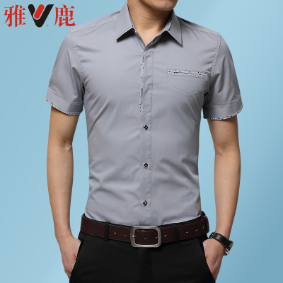 雅鹿短袖衬衫男士商务免烫正装衬衣2303