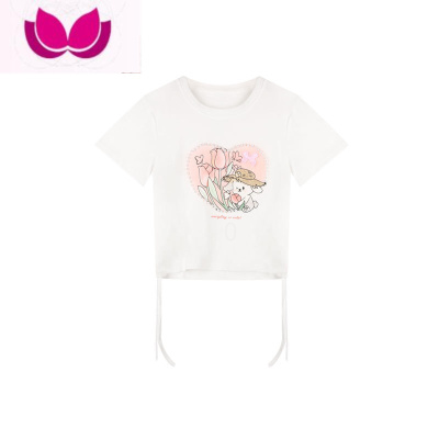 七斓甜美可爱温柔白色正肩显瘦短袖T恤女夏季设计感短款小众圆领上衣