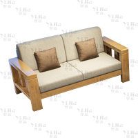 翌嘉 简约实木沙发原木色实木沙发 双人位 1440*750*880mm