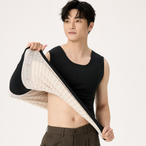 羊毛贴片保暖背心女秋冬打底衫男士加绒加厚贴身马甲内穿保暖坎肩