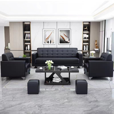 办公沙发茶几组合简约现代商务会客休息区接待室办公室小型三人位