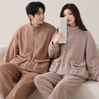 情侣睡衣女款春秋冬季珊瑚绒加厚加绒保暖一男士一女士家居服套装_793