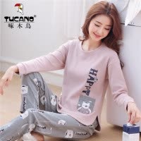 啄木鸟睡衣女2025年新款纯棉长袖可外穿春秋冬夏季女士家居服套装