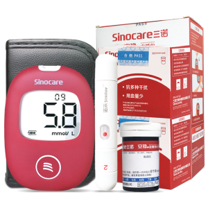 三诺安稳十加血糖测试仪家用全自动精准测试血糖的仪器免调码100片试纸(sinocare)虹吸式赠等量针棉老人孕妇可用