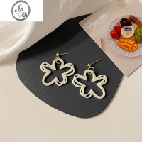 JiMi白色花朵耳环女生2022年新款潮时尚气质轻奢百搭个性耳饰耳钉耳坠