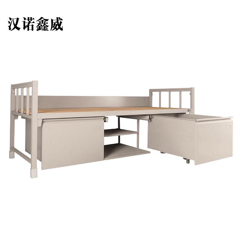 汉诺鑫威制式营具单人床边防消防官兵士兵军区宿舍单人床含柜钢制加厚单层床 单人床2000*900*810
