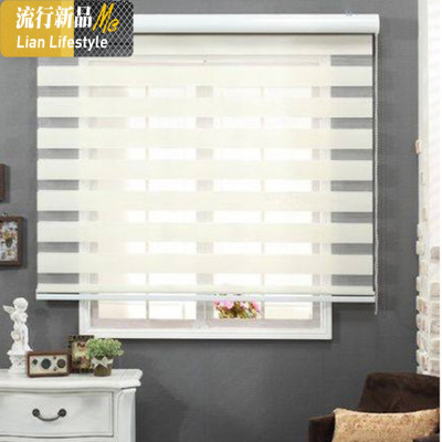 免打孔卷帘窗帘百叶卧室遮光遮阳办公室防水卷拉式升降家用卫生间 三维工匠