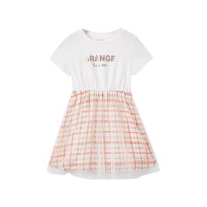 [1件5折价:97.5]米喜迪mecity童装夏女童连衣裙拼接网纱格纹T恤公主裙