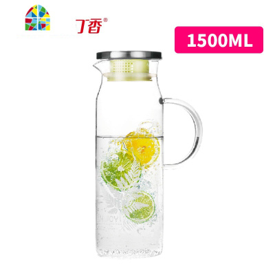 耐热可高温玻璃加厚防爆夏季冷水壶凉水壶大容量家用带盖套 FENGHOU 藤花EK17绿盖+清心杯4个+竹盘