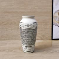 景德镇花瓶摆件客厅插花干花创意现代简约水养中式磨砂水培陶瓷瓶 三维工匠 磨砂棕大号高约30CM