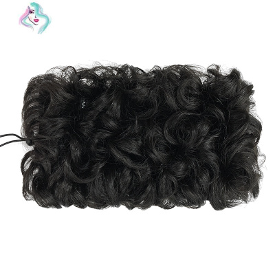 热卖中老年真发假发短卷盘发假发包蓬松发髻拉花复古盘头感恩你那么美真发丝棕黑色送护理水+发卡