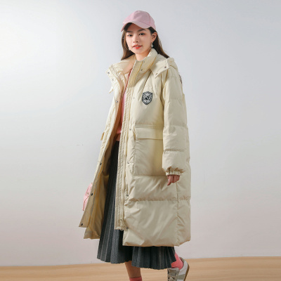 新款学院风中长款纯色简约冬季连帽宽松韩版保暖外套潮