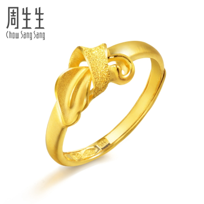 周生生(CHOWSANGSANG)黄金足金叶形丝带戒指开口戒指女款21071R计价