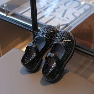 女童公主鞋2026韩版春夏季新款镂空小皮鞋软底中小童蝴蝶结单鞋