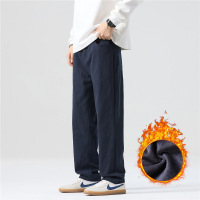 秋冬新款宽松垂感直筒长裤男士美式潮牌百搭舒适加绒休闲裤男