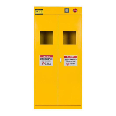 豫众诺 全钢防爆气瓶柜 一代报警器黄色双瓶 台