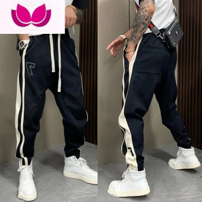 七斓春季卫裤男潮流拼接束脚裤宽松弹力运动裤百搭情侣休闲长裤小脚裤