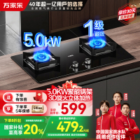 万家乐JZT-AY5燃气灶具家用厨房台式嵌入式天然气煤气双灶5.0KW火力
