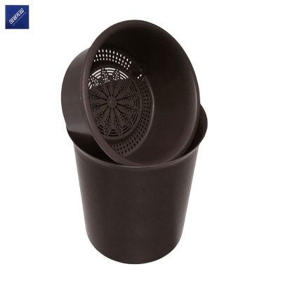 安居先森塑料过滤垃圾桶茶渣桶 咖色圆形大号