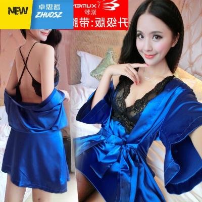 绸女士睡衣季薄款吊带两件套睡袍春秋性感睡裙带胸垫卓思哲