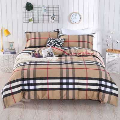 煊煜全棉斜纹床上用品三件套(驼色格子)1米床用 被套160*230 床单150*230 枕套48*78cm 套