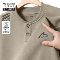 啄木鸟无帽卫衣男秋季小帆船印花长袖上衣男士棒球领外套米咖色Y